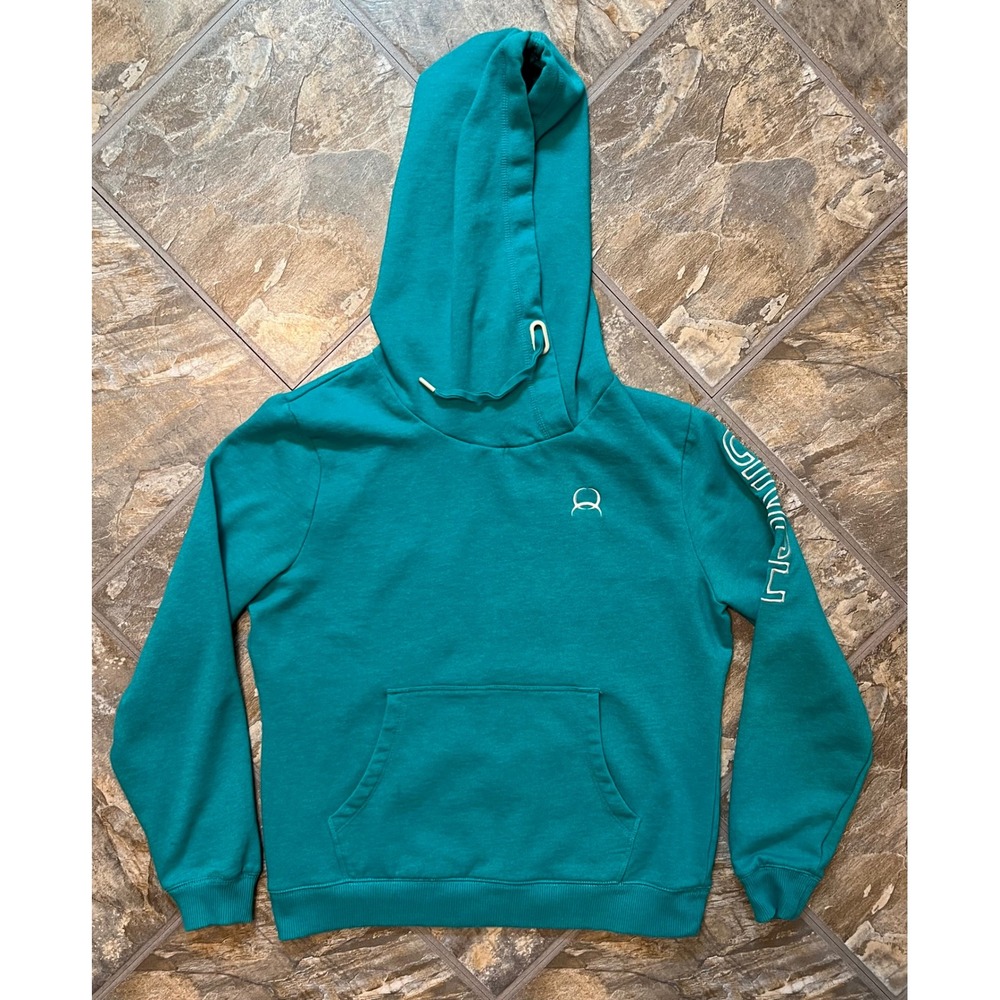 Cinch Hoodie Women Medium Teal Graphic Sleeve Western Pullover